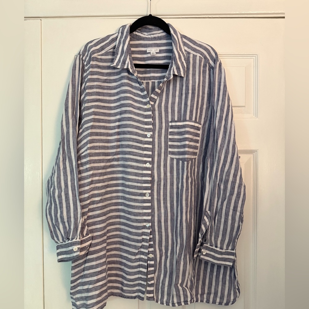JJill striped button-up top